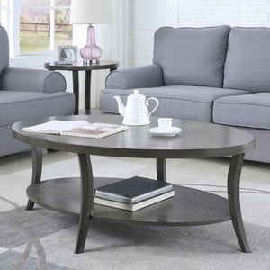 English Elm Perth Oval Birch Veneer Coffee Table with Open Shelf for Modern Living Rooms T2574P164638