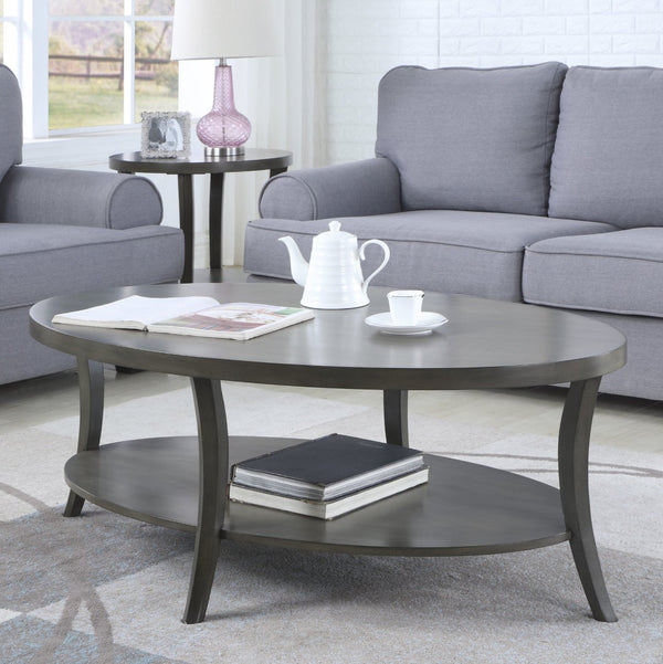 English Elm Perth Oval Birch Veneer Coffee Table with Open Shelf for Modern Living Rooms T2574P164638