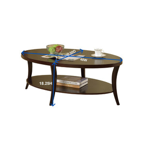 English Elm Perth Oval Birch Veneer Coffee Table with Open Shelf for Modern Living Rooms T2574P164638
