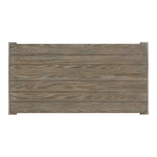 English Elm Corbeta Industrial Loft Coffee Table with Oak Veneer Top Casters and Open Shelf T2574P164640