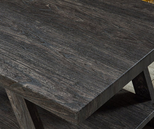 English Elm Athens Modern Coffee Table with Open Shelf and Splayed Legs for Living Room Decor Charcoal T2574P164641