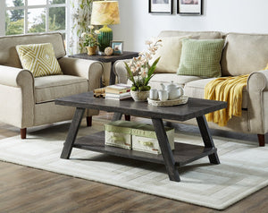 English Elm Athens Modern Coffee Table with Open Shelf and Splayed Legs for Living Room Decor Charcoal T2574P164641