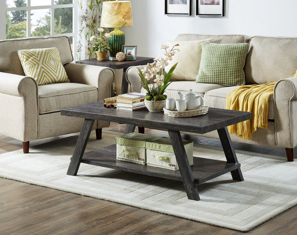 English Elm Athens Modern Coffee Table with Open Shelf and Splayed Legs for Living Room Decor Charcoal T2574P164641