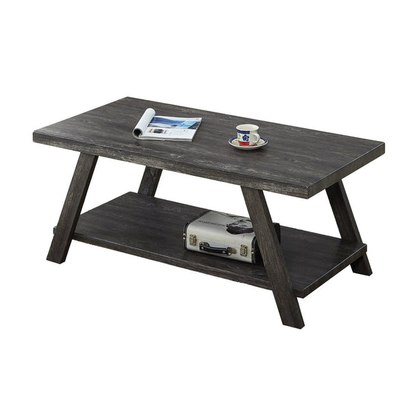 English Elm Athens Modern Coffee Table with Open Shelf and Splayed Legs for Living Room Decor Charcoal T2574P164641