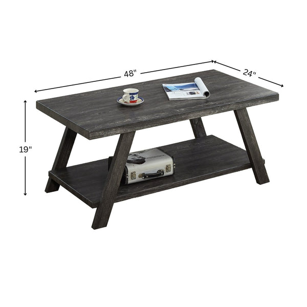 English Elm Athens Modern Coffee Table with Open Shelf and Splayed Legs for Living Room Decor Charcoal T2574P164641