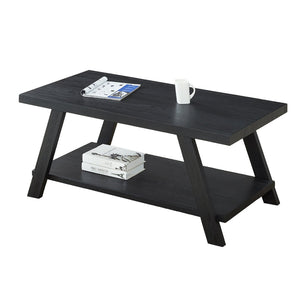 English Elm Athens Modern Coffee Table with Open Shelf and Splayed Legs for Living Room Decor Black T2574P164642