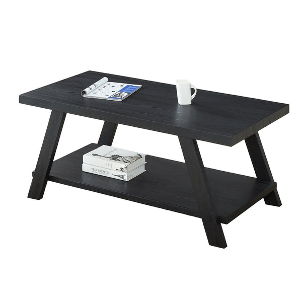 English Elm Athens Modern Coffee Table with Open Shelf and Splayed Legs for Living Room Decor Black T2574P164642