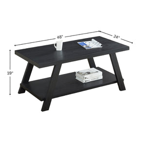 English Elm Athens Modern Coffee Table with Open Shelf and Splayed Legs for Living Room Decor Black T2574P164642