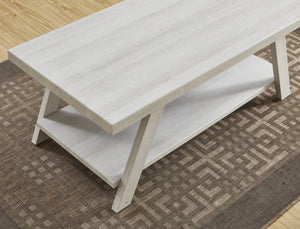 English Elm Athens Sculptural Wood Veneer Coffee Table with Open Shelf and Splayed Legs T2574P164643