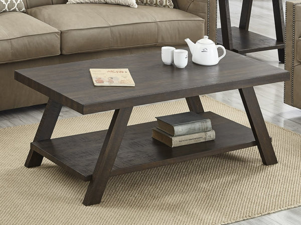 English Elm Athens Modern Coffee Table with Open Shelf and Splayed Legs for Living Room Decor Espresso T2574P164644