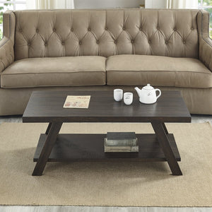 English Elm Athens Modern Coffee Table with Open Shelf and Splayed Legs for Living Room Decor Espresso T2574P164644