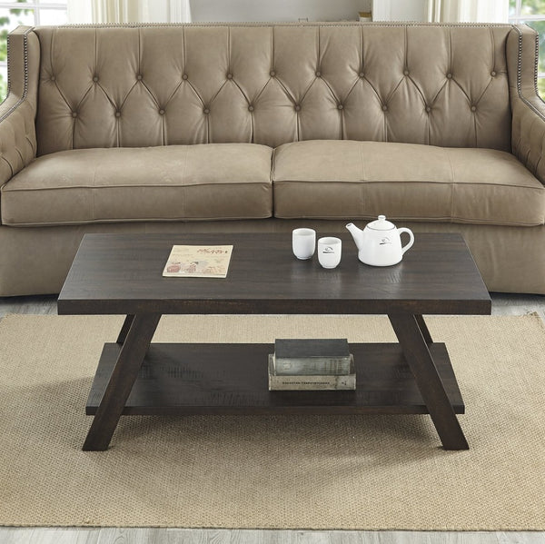 English Elm Athens Modern Coffee Table with Open Shelf and Splayed Legs for Living Room Decor Espresso T2574P164644