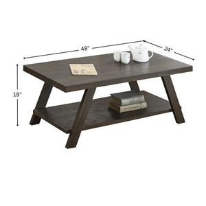 English Elm Athens Modern Coffee Table with Open Shelf and Splayed Legs for Living Room Decor Espresso T2574P164644