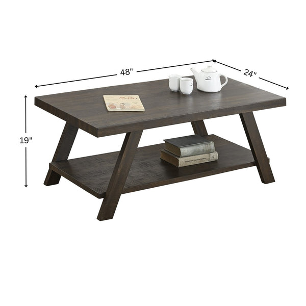 English Elm Athens Modern Coffee Table with Open Shelf and Splayed Legs for Living Room Decor Espresso T2574P164644
