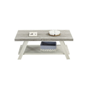 English Elm Athens Modern Coffee Table with Open Shelf and Splayed Legs for Living Room Decor Weathered Gray and Beige T2574P164646