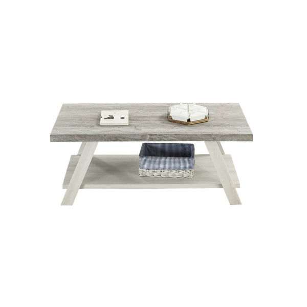English Elm Athens Modern Coffee Table with Open Shelf and Splayed Legs for Living Room Decor Weathered Gray and Beige T2574P164646
