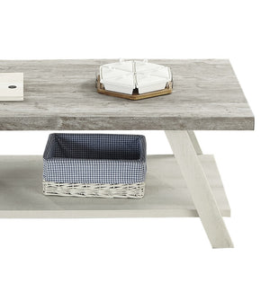 English Elm Athens Modern Coffee Table with Open Shelf and Splayed Legs for Living Room Decor Weathered Gray and Beige T2574P164646