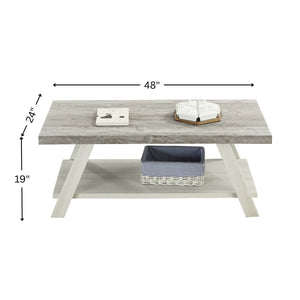 English Elm Athens Modern Coffee Table with Open Shelf and Splayed Legs for Living Room Decor Weathered Gray and Beige T2574P164646