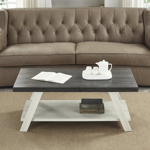 English Elm Athens Modern Coffee Table with Open Shelf and Splayed Legs for Living Room Decor Weathered Charcoal and Beige T2574P164647