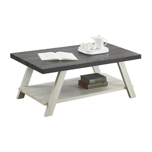 English Elm Athens Modern Coffee Table with Open Shelf and Splayed Legs for Living Room Decor Weathered Charcoal and Beige T2574P164647