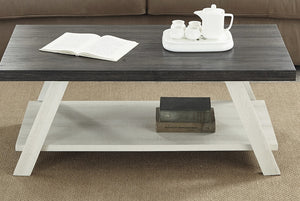English Elm Athens Modern Coffee Table with Open Shelf and Splayed Legs for Living Room Decor Weathered Charcoal and Beige T2574P164647