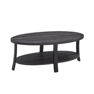 English Elm Anze Oval Wood Grain Coffee Table with Open Shelf for Modern Living Rooms Charcoal T2574P164648