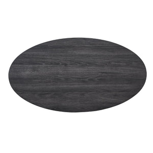 English Elm Anze Oval Wood Grain Coffee Table with Open Shelf for Modern Living Rooms Charcoal T2574P164648