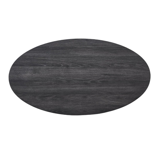 English Elm Anze Oval Wood Grain Coffee Table with Open Shelf for Modern Living Rooms Charcoal T2574P164648