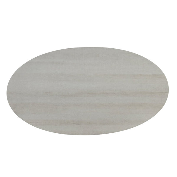 English Elm Anze Oval Wood Grain Coffee Table with Open Shelf for Modern Living Rooms White T2574P164649