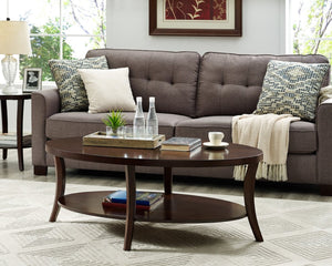 English Elm Perth Oval Wood Coffee Table with Open Shelf Espresso Finish for Modern Living Rooms T2574P164651