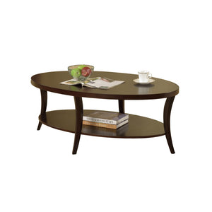 English Elm Perth Oval Wood Coffee Table with Open Shelf Espresso Finish for Modern Living Rooms T2574P164651