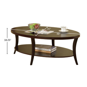 English Elm Perth Oval Wood Coffee Table with Open Shelf Espresso Finish for Modern Living Rooms T2574P164651