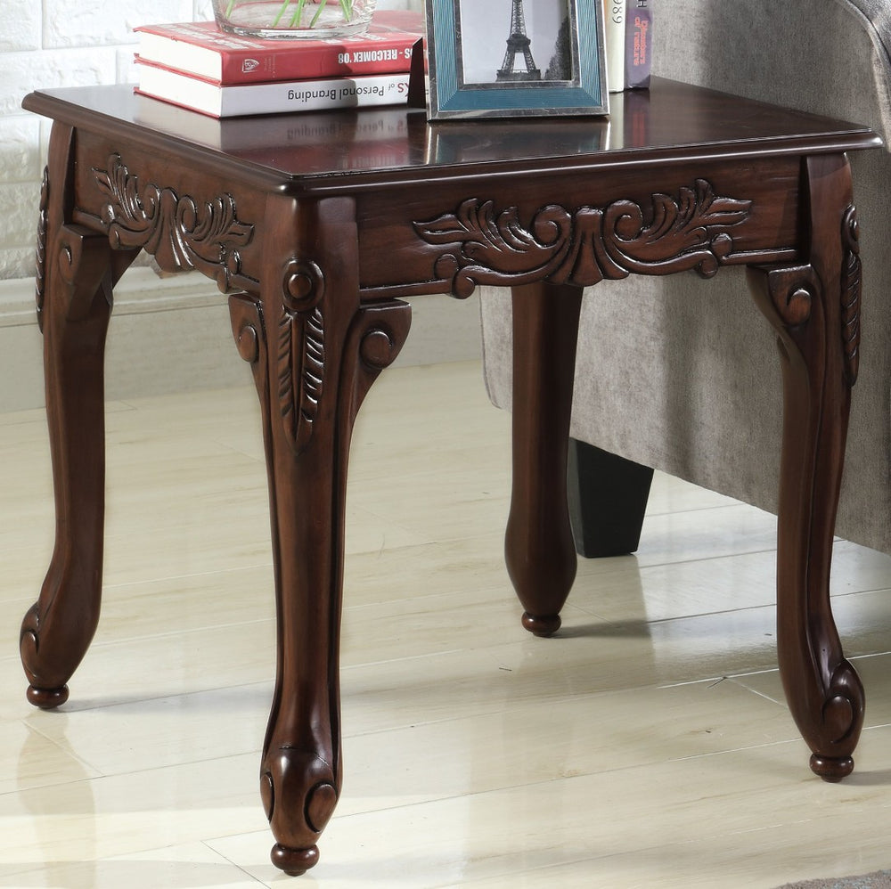 English Elm Traditional Carved Claw Foot End Table with Dark Cherry Finish for Classic Living Rooms T2574P164758