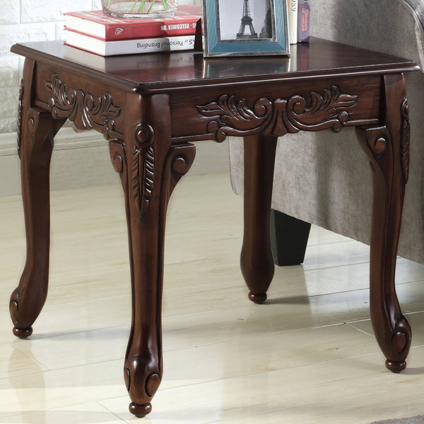 English Elm Traditional Carved Claw Foot End Table with Dark Cherry Finish for Classic Living Rooms T2574P164758