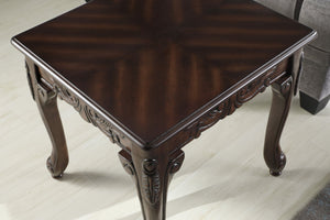 English Elm Traditional Carved Claw Foot End Table with Dark Cherry Finish for Classic Living Rooms T2574P164758