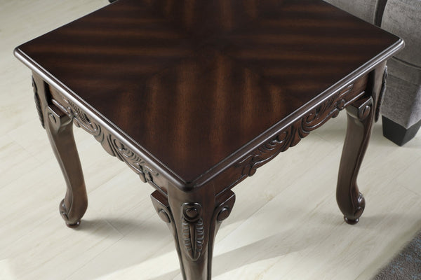 English Elm Traditional Carved Claw Foot End Table with Dark Cherry Finish for Classic Living Rooms T2574P164758