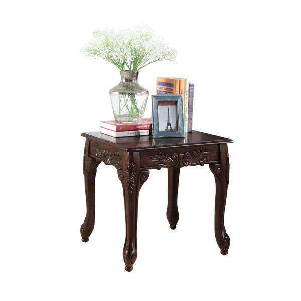 English Elm Traditional Carved Claw Foot End Table with Dark Cherry Finish for Classic Living Rooms T2574P164758