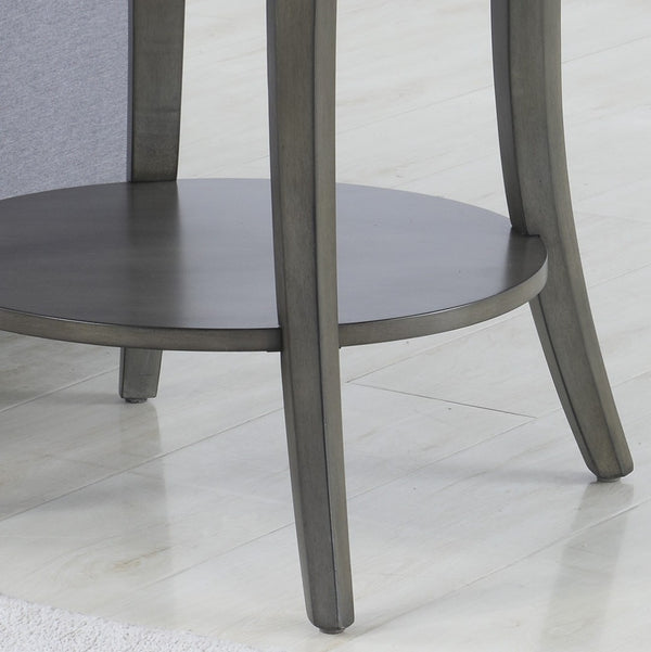 English Elm Perth Round Two Tier Birch Wood End Table with Curved Legs for Contemporary Living Gray T2574P164759