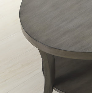 English Elm Perth Round Two Tier Birch Wood End Table with Curved Legs for Contemporary Living Gray T2574P164759