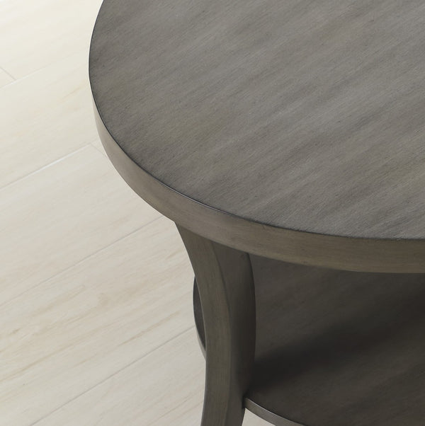 English Elm Perth Round Two Tier Birch Wood End Table with Curved Legs for Contemporary Living Gray T2574P164759