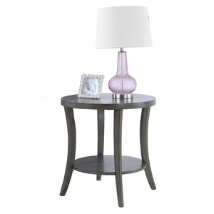 English Elm Perth Round Two Tier Birch Wood End Table with Curved Legs for Contemporary Living Gray T2574P164759