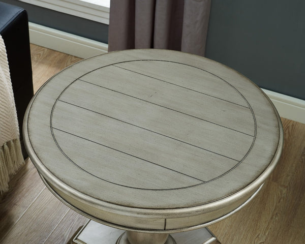 English Elm Rene Carved Solid Wood Round Pedestal Side Table with Scrolled Feet for Living Spaces Champagne T2574P164761