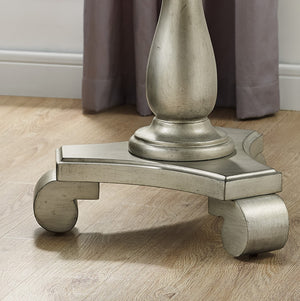 English Elm Rene Carved Solid Wood Round Pedestal Side Table with Scrolled Feet for Living Spaces Champagne T2574P164761