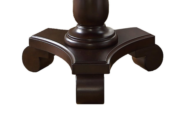 English Elm Rene Carved Solid Wood Round Pedestal Side Table with Scrolled Feet for Living Spaces Espresso T2574P164762