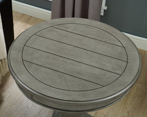 English Elm Rene Carved Solid Wood Round Pedestal Side Table with Scrolled Feet for Living Spaces Gray T2574P164763