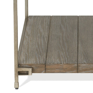 English Elm Corbeta Industrial End Table Solid Hardwood and Welded Metal Frame with Open Shelf T2574P164769