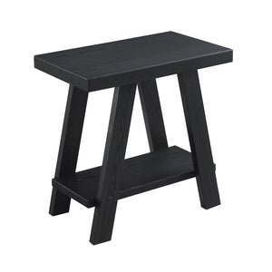 English Elm Athens Sculptural Wood Veneer Side Table with Open Shelf for Modern Living Spaces Black T2574P164772