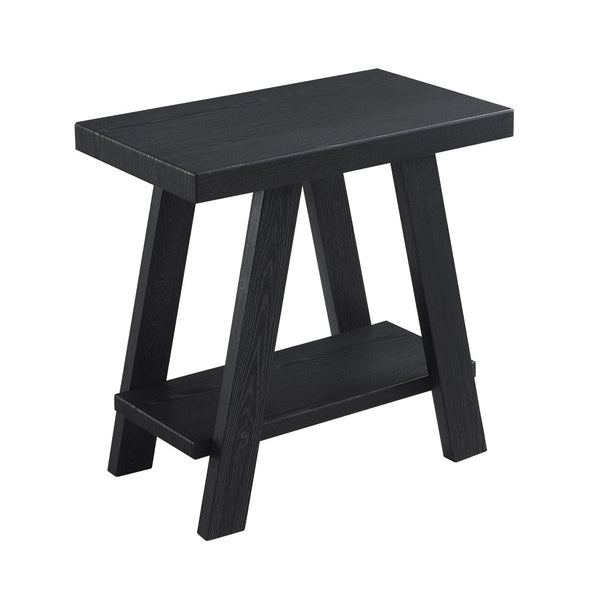 English Elm Athens Sculptural Wood Veneer Side Table with Open Shelf for Modern Living Spaces Black T2574P164772