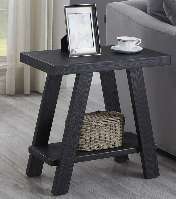 English Elm Athens Sculptural Wood Veneer Side Table with Open Shelf for Modern Living Spaces Black T2574P164772