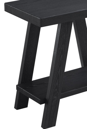 English Elm Athens Sculptural Wood Veneer Side Table with Open Shelf for Modern Living Spaces Black T2574P164772